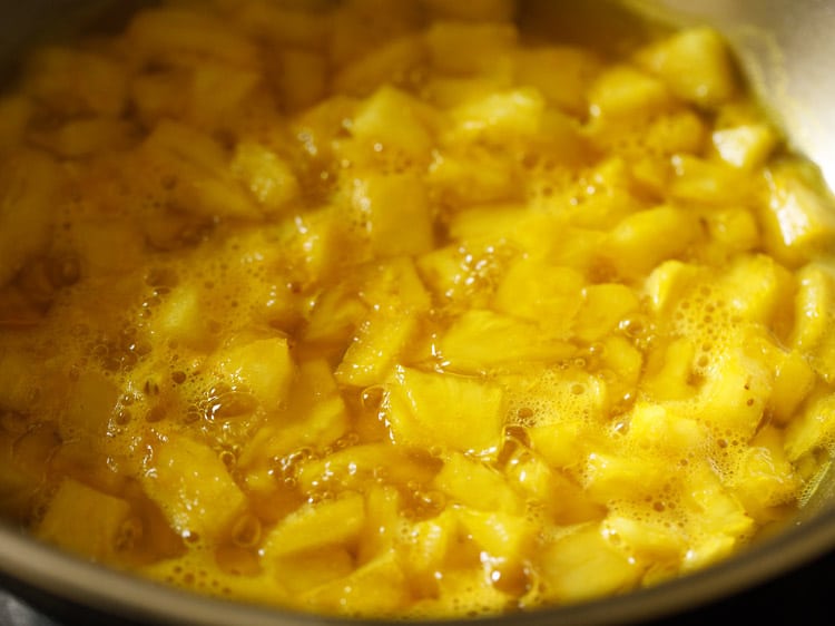 the pineapple is simmering.