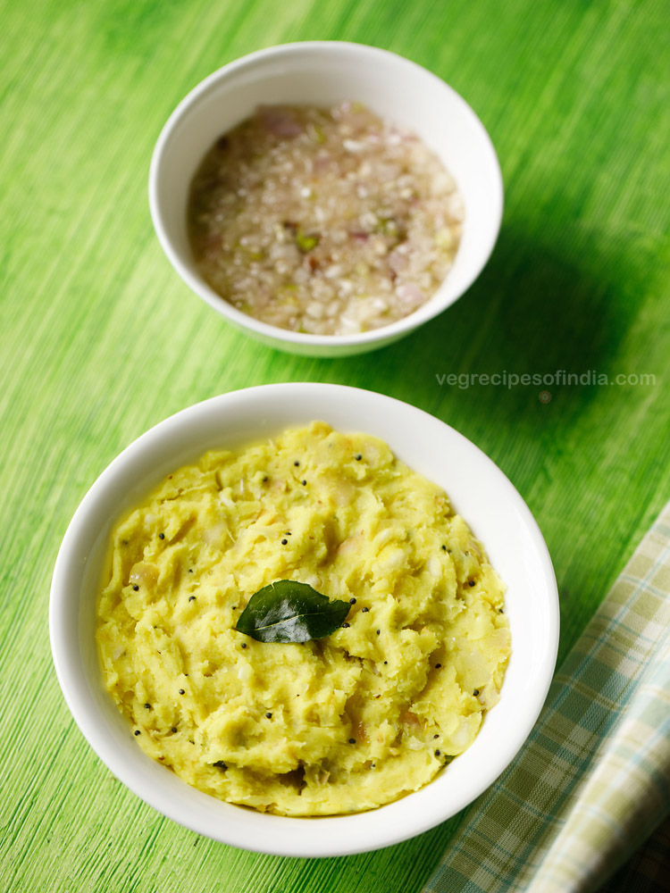 kappa puzhukku served in a white bowl. 