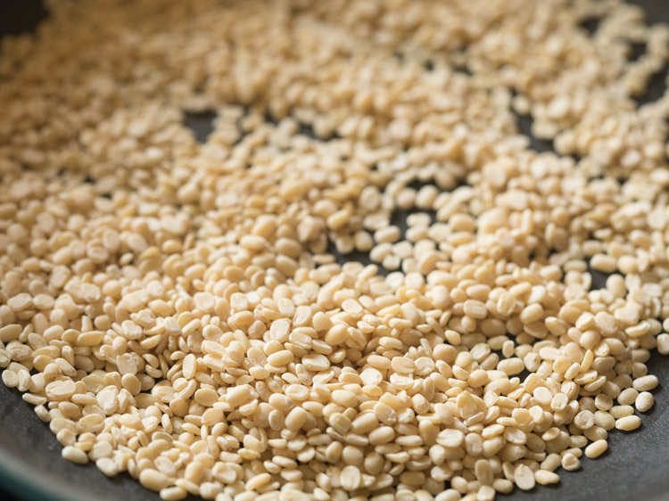 dry roasting urad dal.