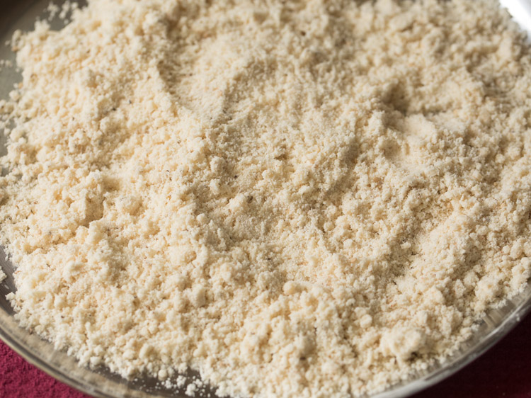 mixing dry ingredients with the spices and ghee till the mixture resembles breadcrumbs. 
