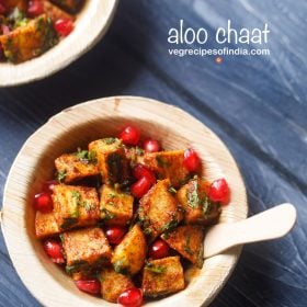 aloo chaat served in a eco-friendly bowl made from areca palm