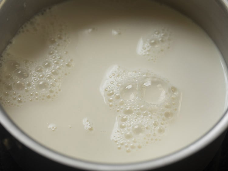 milk in a saucepan.