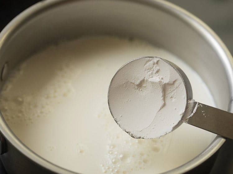 cornstarch added to milk to make crème anglaise.