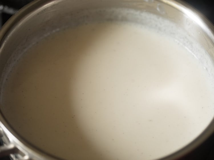 custard sauce beginning to thicken.