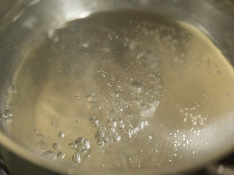 boiling water in a saucepan