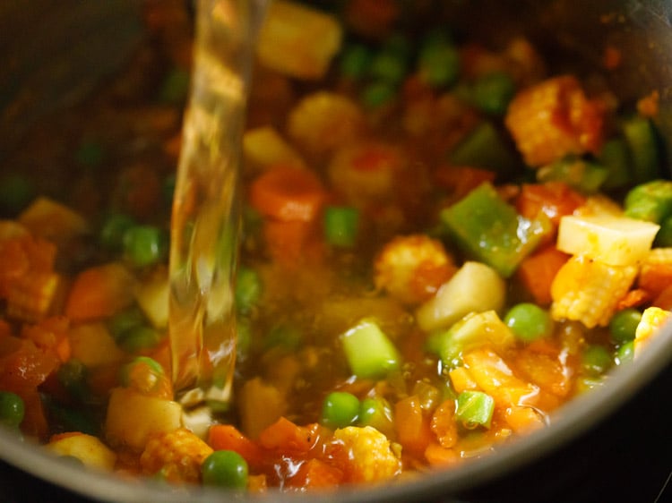 veggie mix and water