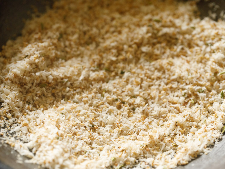 fennel seeds mixed well into the coconut mixture. 