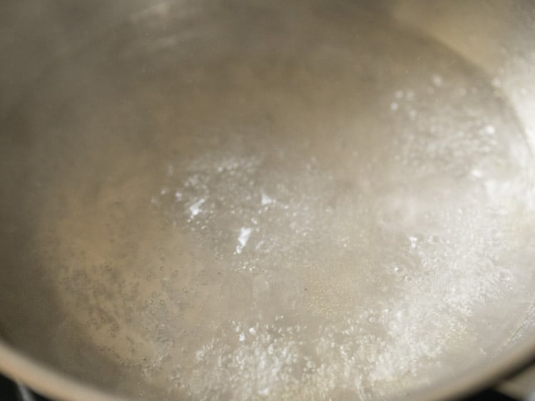 boiling water in pan. 