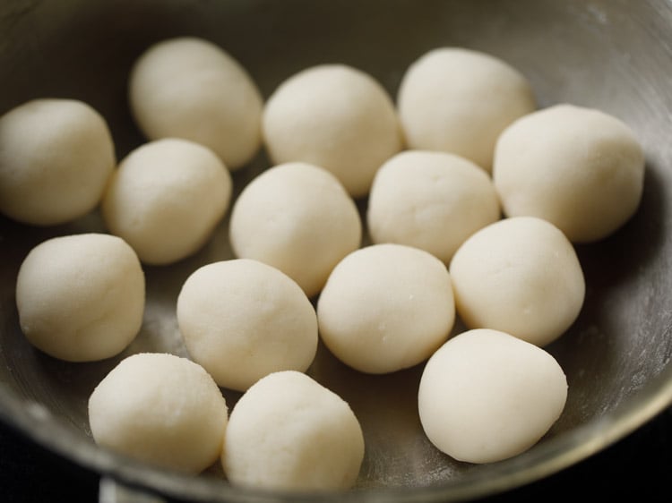 small balls made from the dough. 