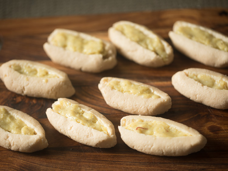 stuffed chom chom pieces. 