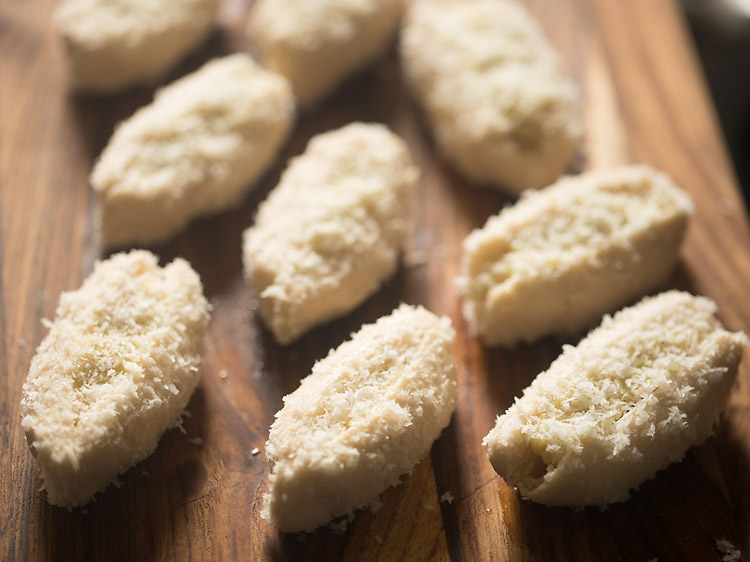 cham cham coated in desiccated coconut. 