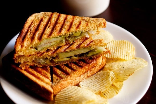 Veg Grilled Sandwich Recipe - Swasthi's Recipes