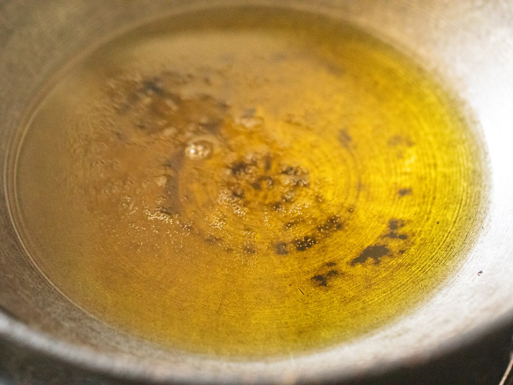 ghee melted in pan. 