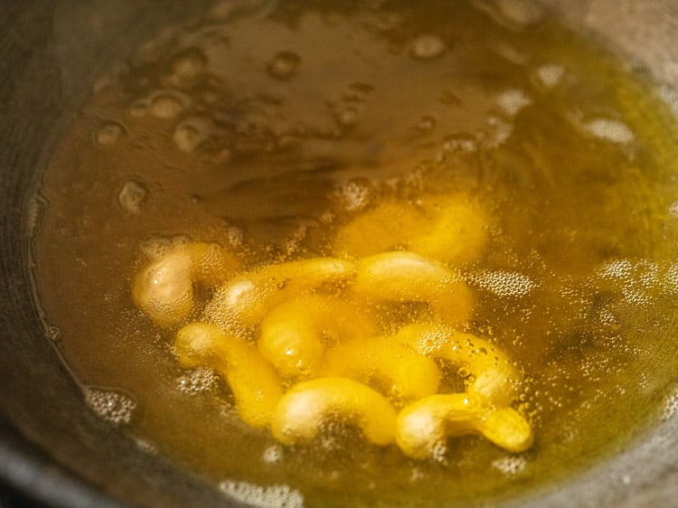 frying cashews. 