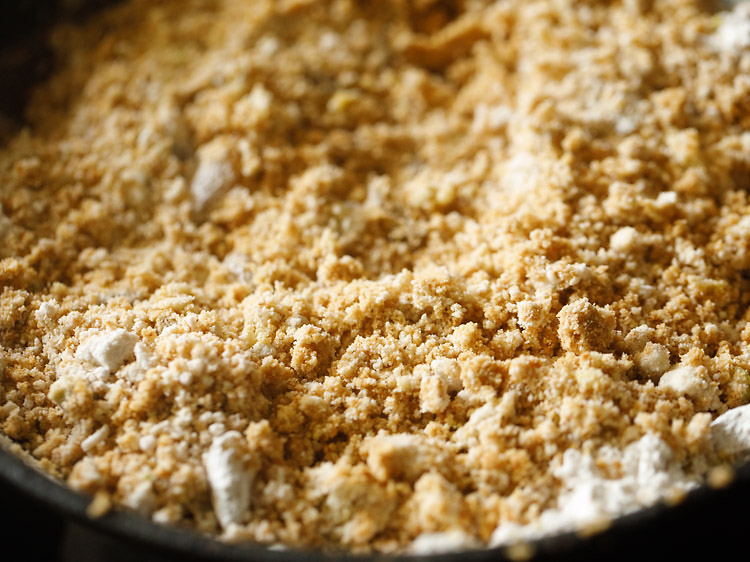 mixing ingredients with roasted wheat flour. 