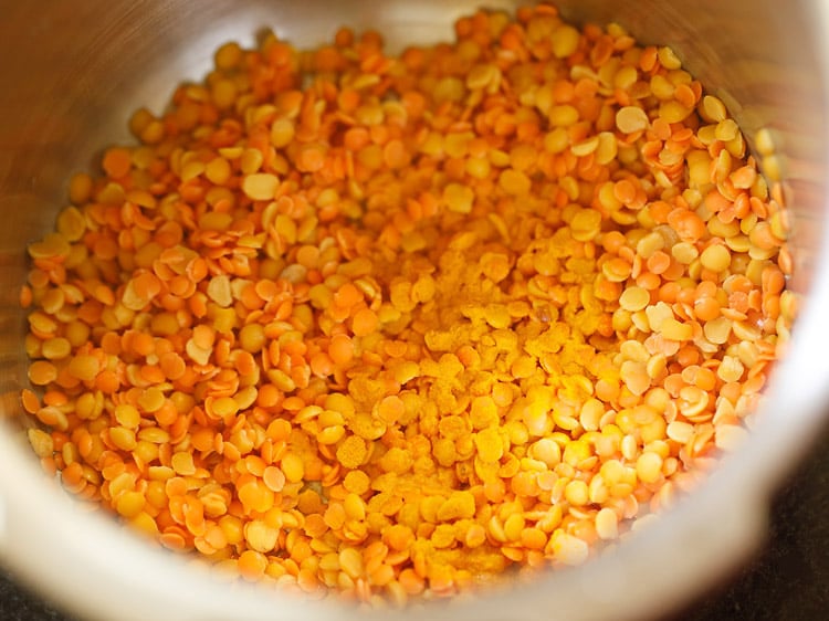 turmeric and water added to pressure cooker