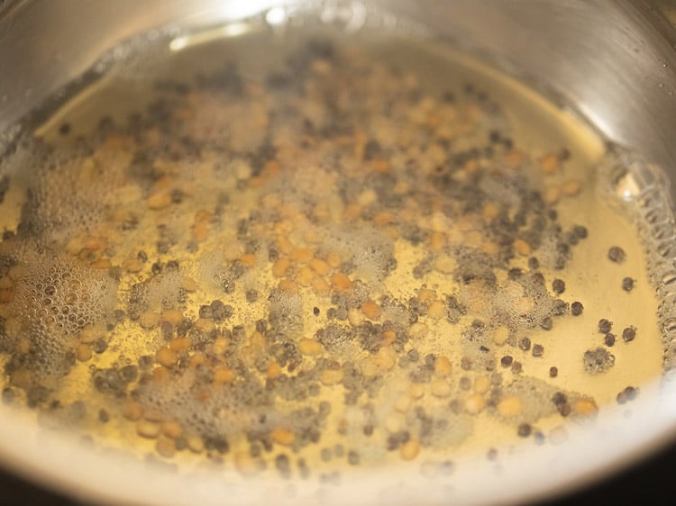 sauteing urad dal in pan