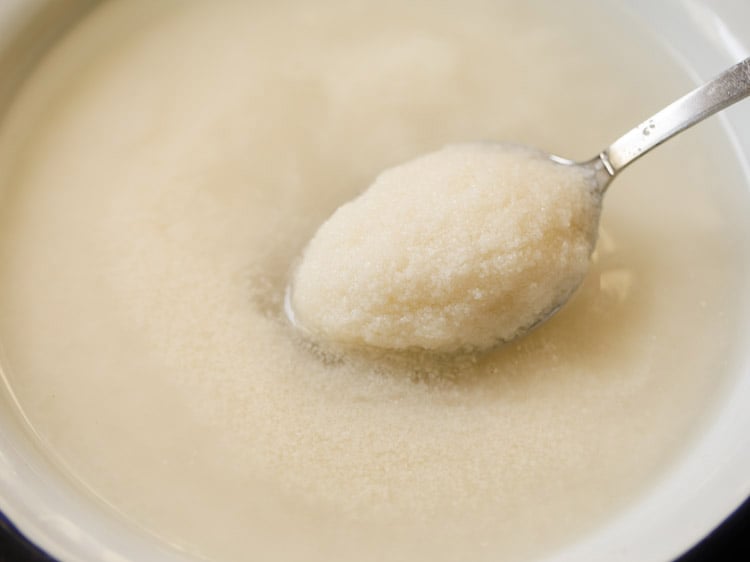 soaking rice rava in water. 