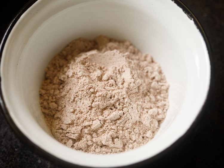 ragi flour in a mixing bowl