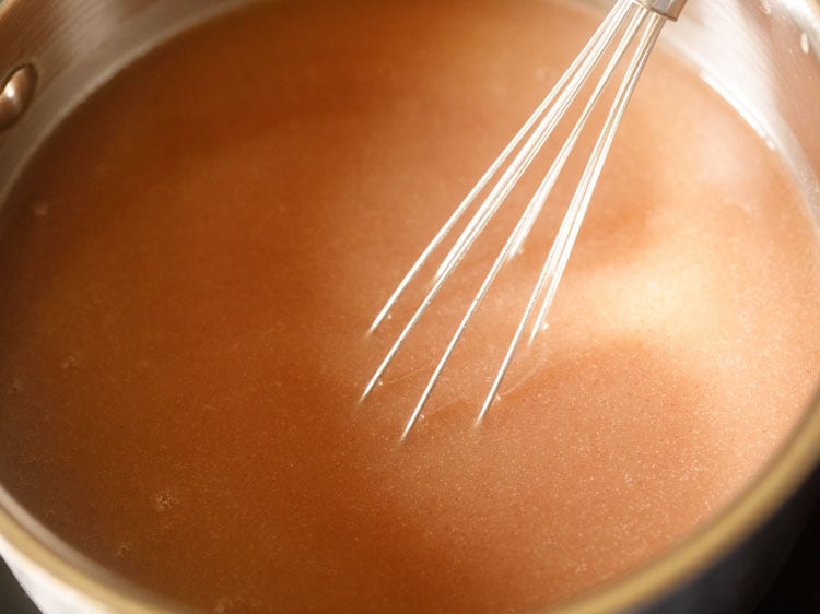 mixing with a wired whisk