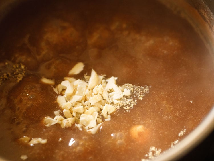chopped cashews added in the ragi malt or ragi porridge. 