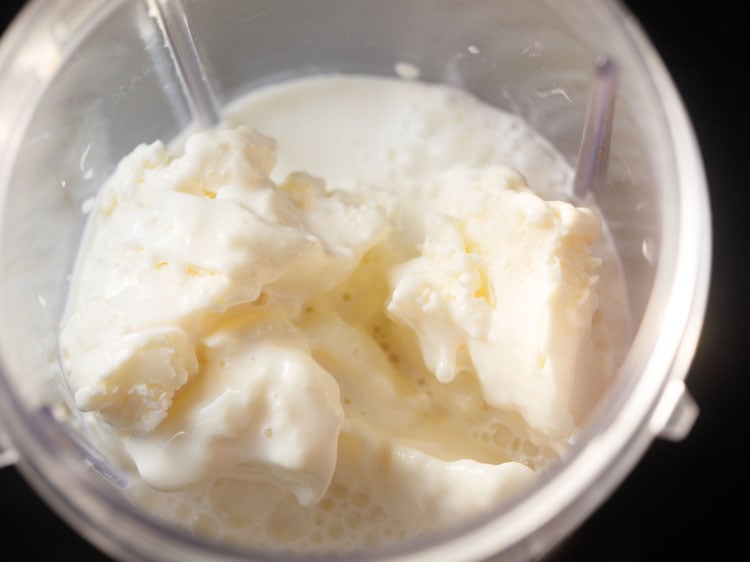 chilled milk added in the blender jar