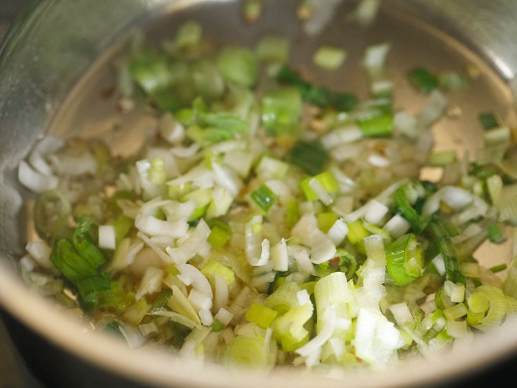 adding spring onion whites