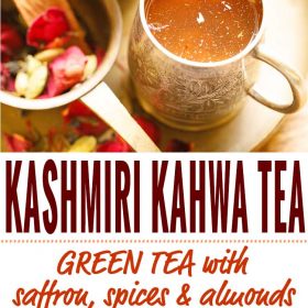 collage of kahwa tea photos with text layovers.