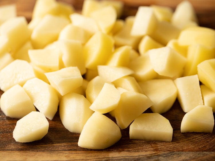 chopped potatoes.