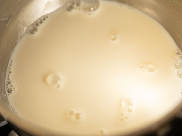 milk poured in the same pan in which potatoes were cooked.