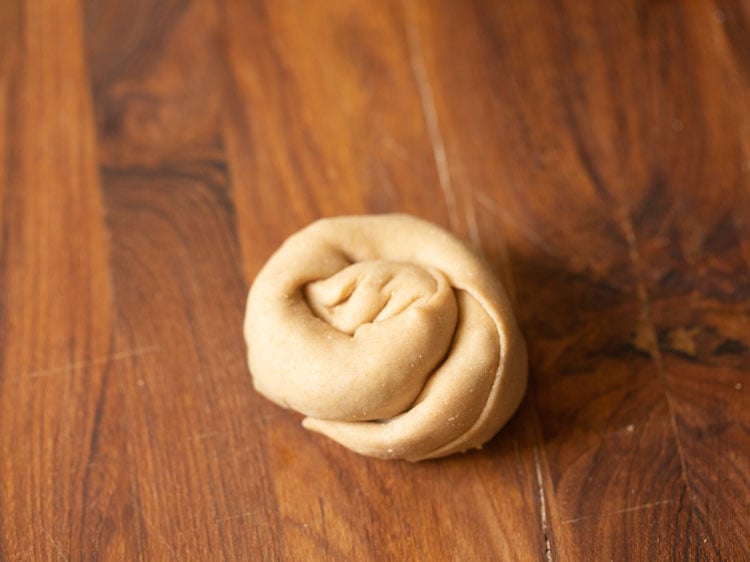 dough rolled tightly into a spiral.