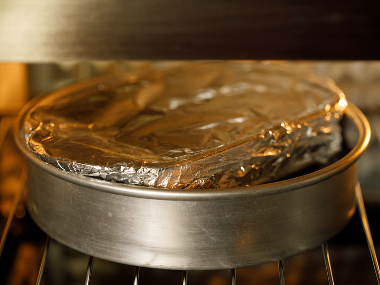 baking dulce de leche in the oven.