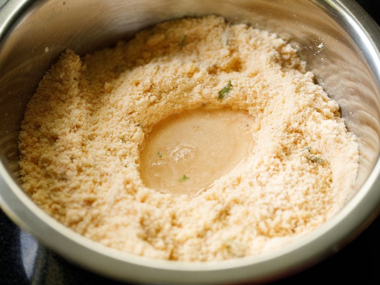 water added to the flour-butter mixture. 