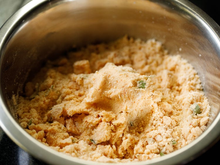 mixing the water into the flour-butter mixture. 