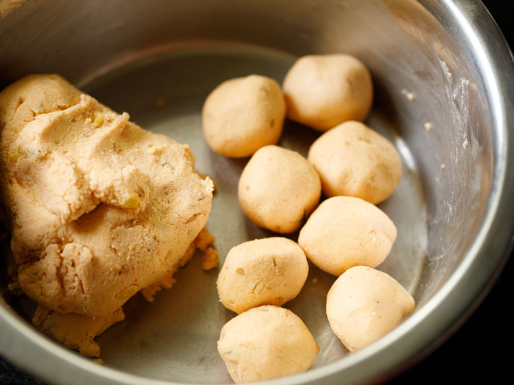 small balls made from the prepared dough. 