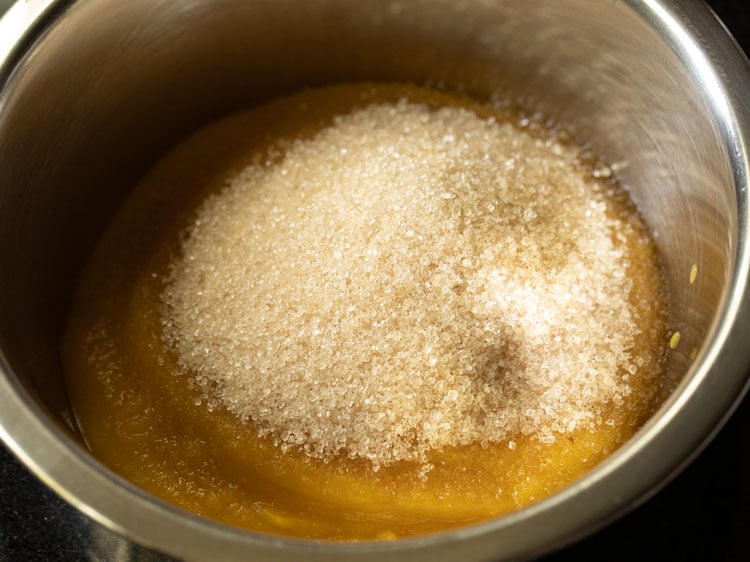 pumpkin and sugar in a bowl.