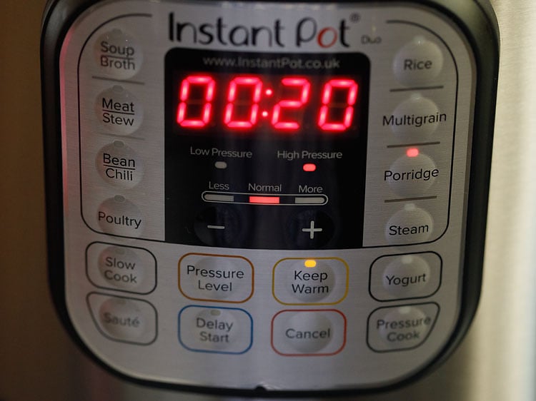 press the porridge button on instant pot