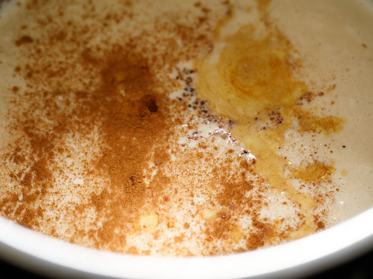 ground cinnamon and vanilla added to the rice pudding.