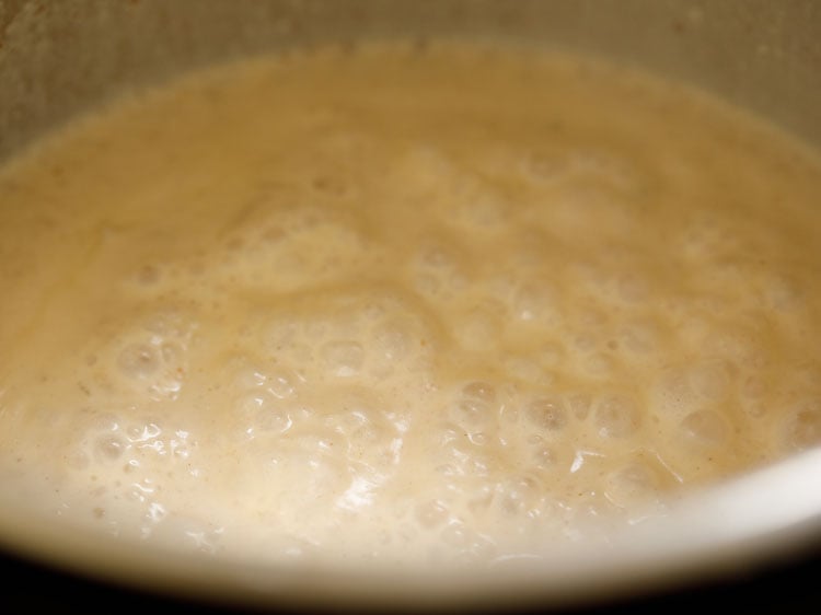 simmer and stir rice pudding till it thickens.