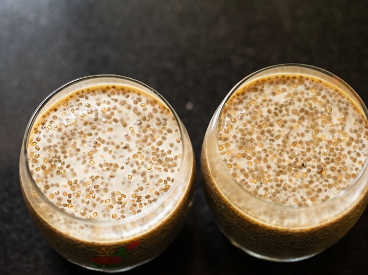 chia seeds pudding after keeping it overnight in the fridge.