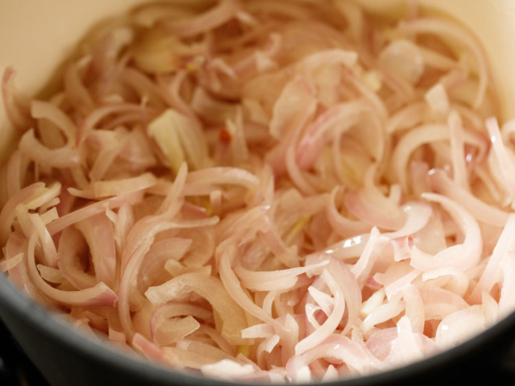 onions being sautéed.