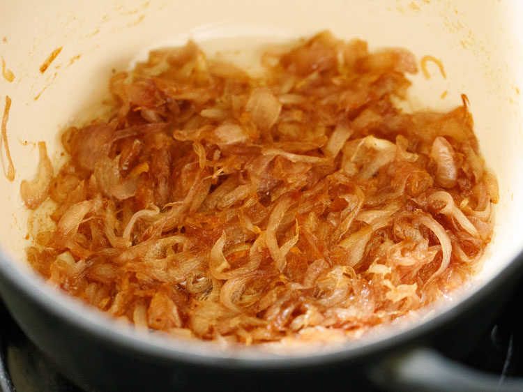 onions have caramelized to a deep golden brown.