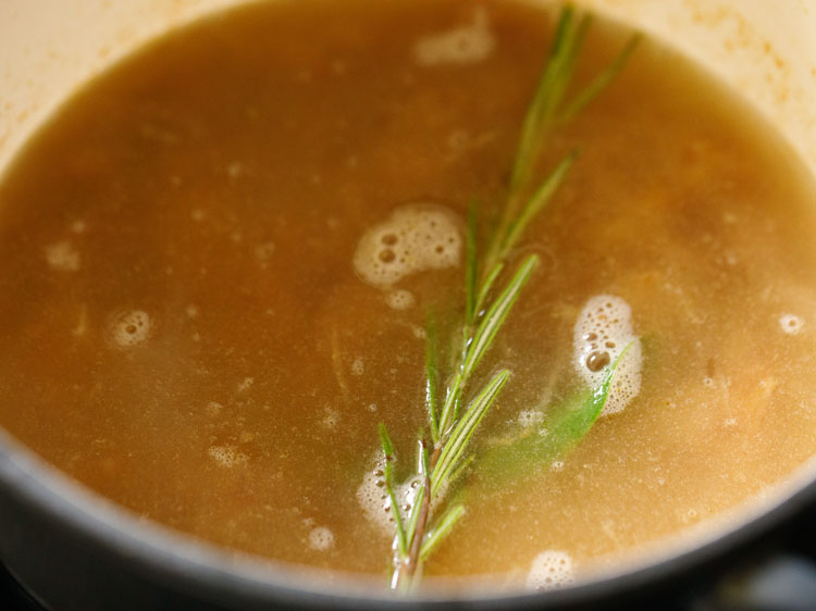 a sprig of rosemary placed on the stock.