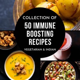 collage of four immune boosting recipe photos with a text layover