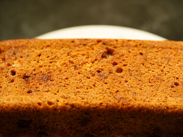 chocolate chip banana bread unmolded from the pan.