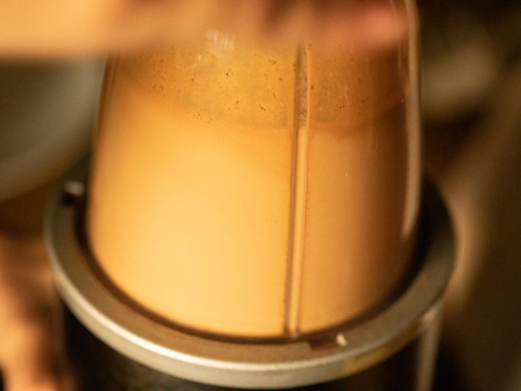 whipping coffee mixture in a small blender jar. 