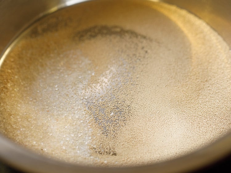 pizza-bread-base1 instant yeast and sugar in a large steel mixing bowl