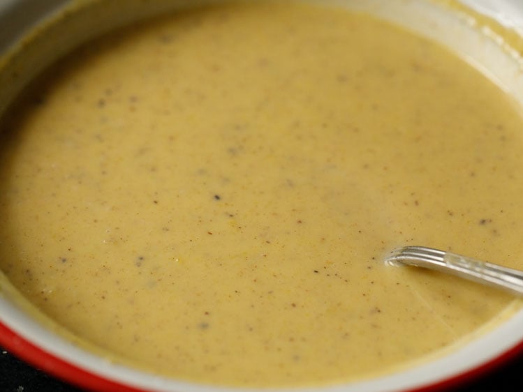 eggless pumpkin pie filling in a white bowl