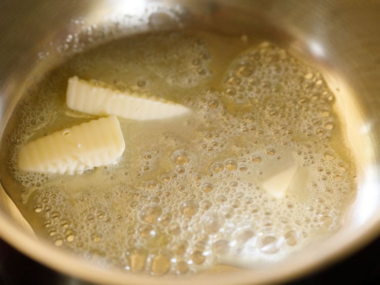 melting butter in a steel pan