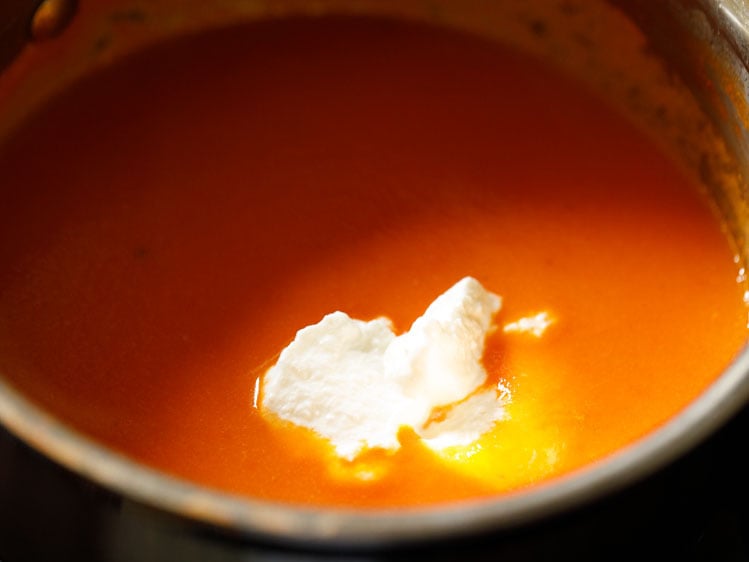cream added in the tomato soup